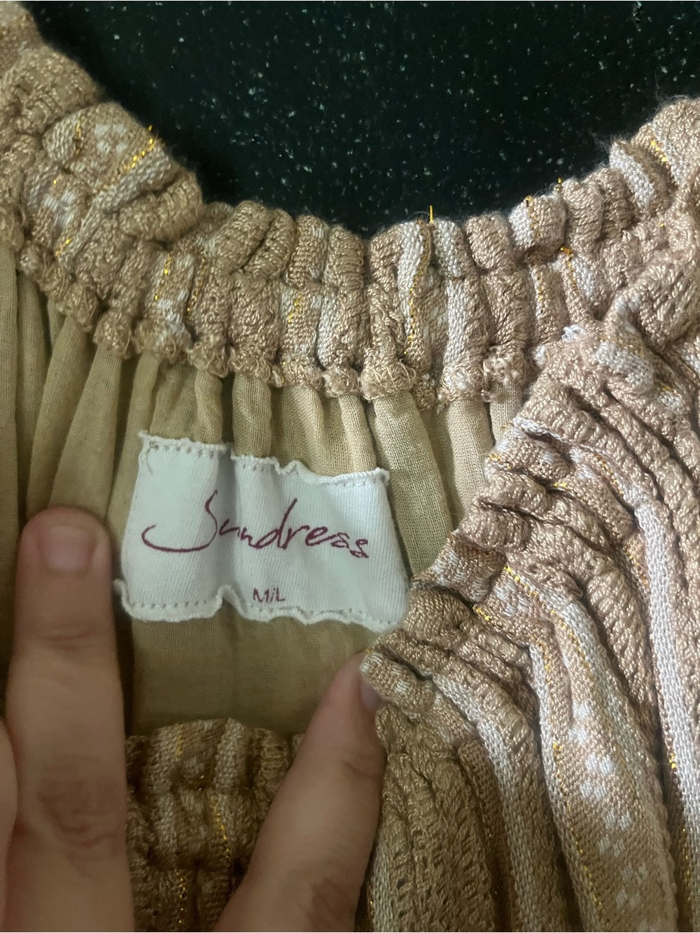 Sundress Alena Dress in Lisbonne Beige Off-Shoulder Beige High-Low Maxi Dress - Picture 6 of 9